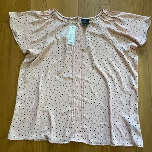 NWT Worthington Light Pink Dotted Blouse size Petite XXL